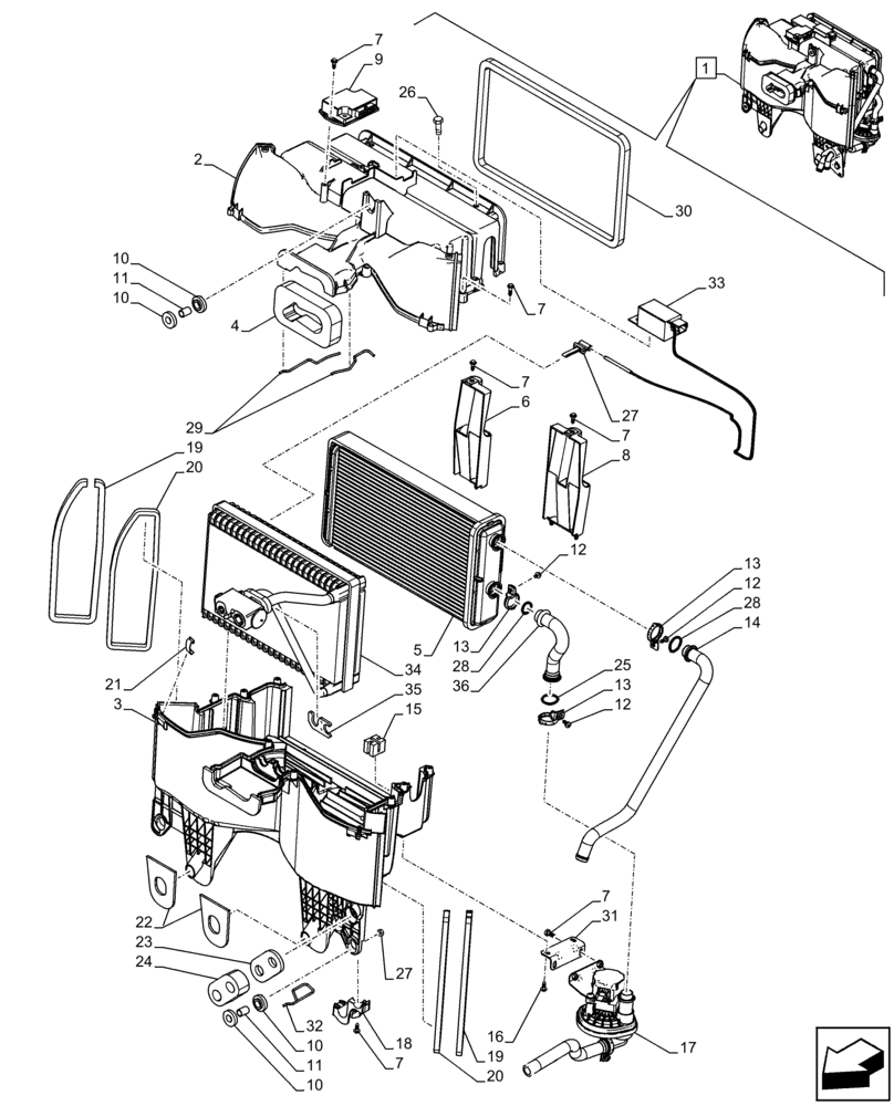 Схема запчастей Case IH FARMALL 75C - (50.100.AP[02]) - VAR - 334183, 334211, 391606, 743496, 743573, 744588 - AIR CONDITIONER (50) - CAB CLIMATE CONTROL