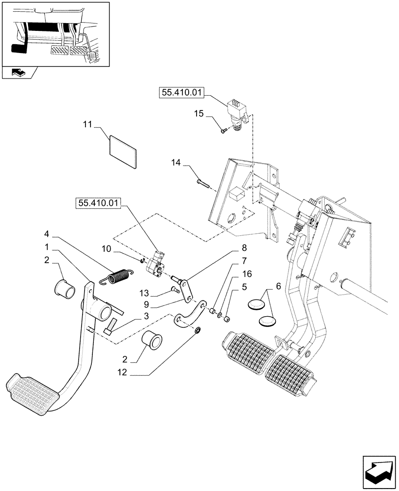 Схема запчастей Case IH PUMA 170 - (18.100.03[01A]) - CLUTCH PEDAL - D7152 (18) - CLUTCH