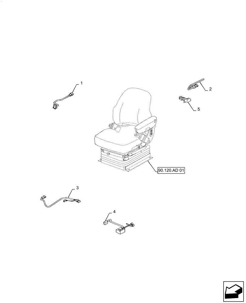 Схема запчастей Case IH PUMA1854 - (55.512.CQ) - SEAT CABLES AND RELATED PARTS (55) - ELECTRICAL SYSTEMS