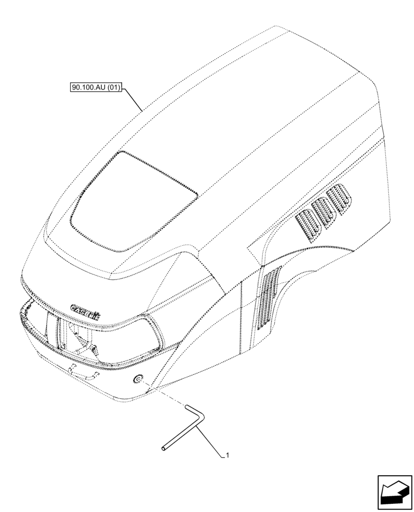 Схема запчастей Case IH FARMALL 65C - (90.100.AU[06]) - VAR - 330505, 330507, 330512, 330843, 332501, 390500 - HOOD, LATCH, ROD (90) - PLATFORM, CAB, BODYWORK AND DECALS