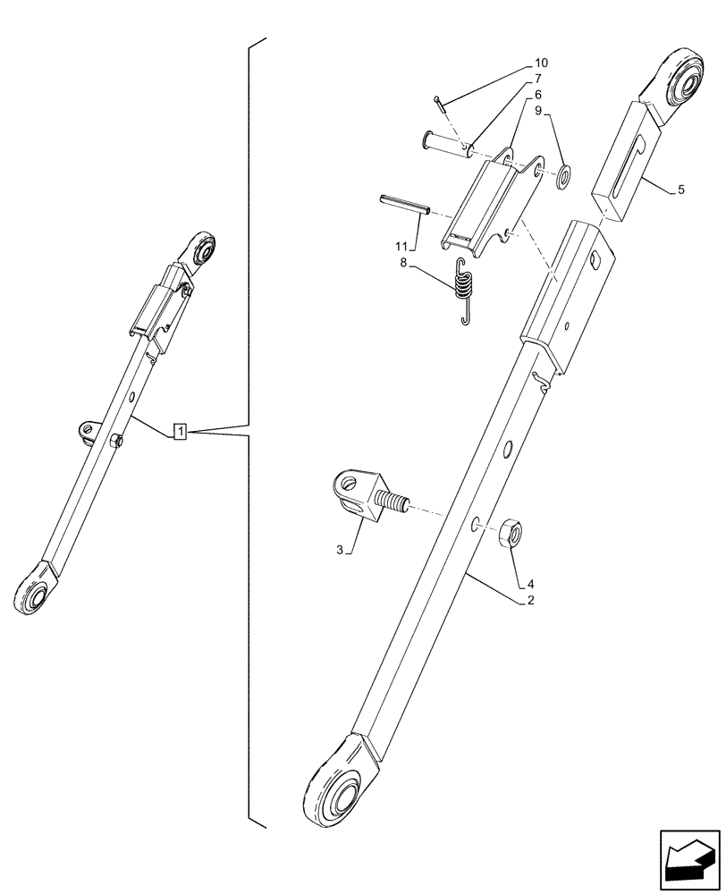 Схема запчастей Case IH FARMALL 105C - (37.120.AO[01]) - VAR - 743598 - 3 POINT HITCH, LOWER LINK, RIGHT, COMPONENTS (37) - HITCHES, DRAWBARS & IMPLEMENT COUPLINGS