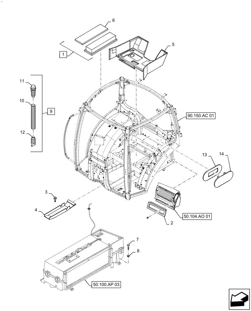 Схема запчастей Case IH PUMA1804 - (50.104.AQ) - HEATING/AIR CONDITIONING - HEATER-AIR CONDITIONER AND RELATED PARTS (50) - CAB CLIMATE CONTROL