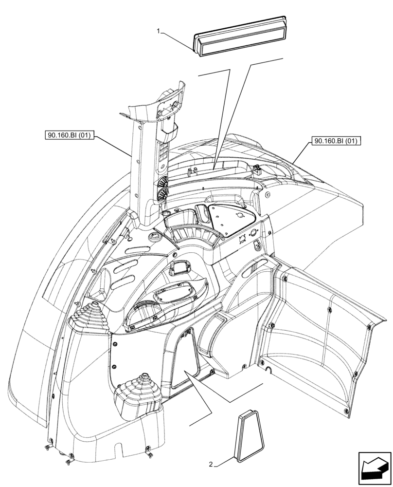 Схема запчастей Case IH FARMALL 65C - (50.104.AQ) - VAR - 334183, 334211, 391606, 743496, 743573, 744588 - AIR CONDITIONER, FILTER (50) - CAB CLIMATE CONTROL