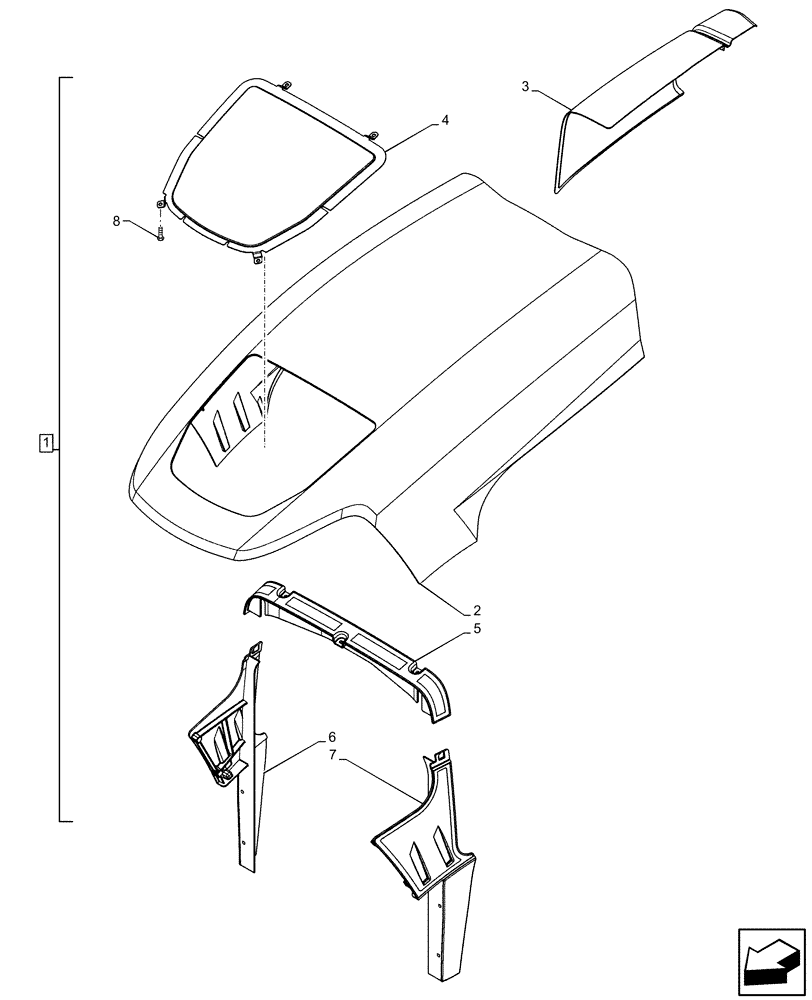 Схема запчастей Case IH FARMALL 65C - (90.100.AU[04]) - VAR - 332501 - HOOD (EXHAUST SYSTEM, HORIZONTAL) (90) - PLATFORM, CAB, BODYWORK AND DECALS