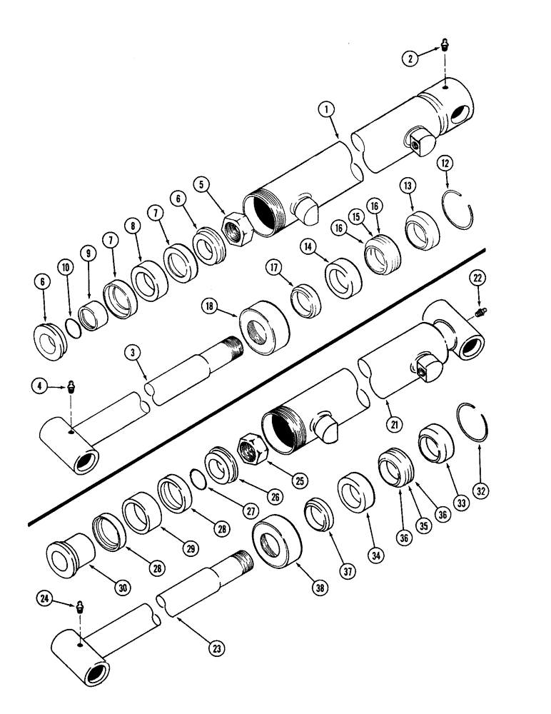 Схема запчастей Case IH 7QA - (8-08) - BUCKET CYLINDERS, 5QA & 7QA LOADERS (08) - HYDRAULICS