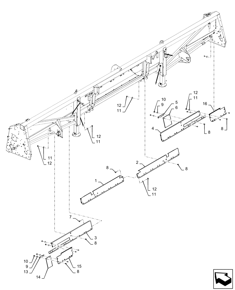 Схема запчастей Case IH 4408-38 - (58.130.AD[02]) - FRAME, PROTECTION (58) - ATTACHMENTS/HEADERS