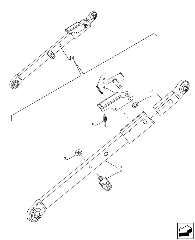 Схема запчастей Case IH FARMALL 95C - (37.120.AO[02]) - VAR - 743598 - 3 POINT HITCH, LOWER LINK, LEFT, COMPONENTS (37) - HITCHES, DRAWBARS & IMPLEMENT COUPLINGS