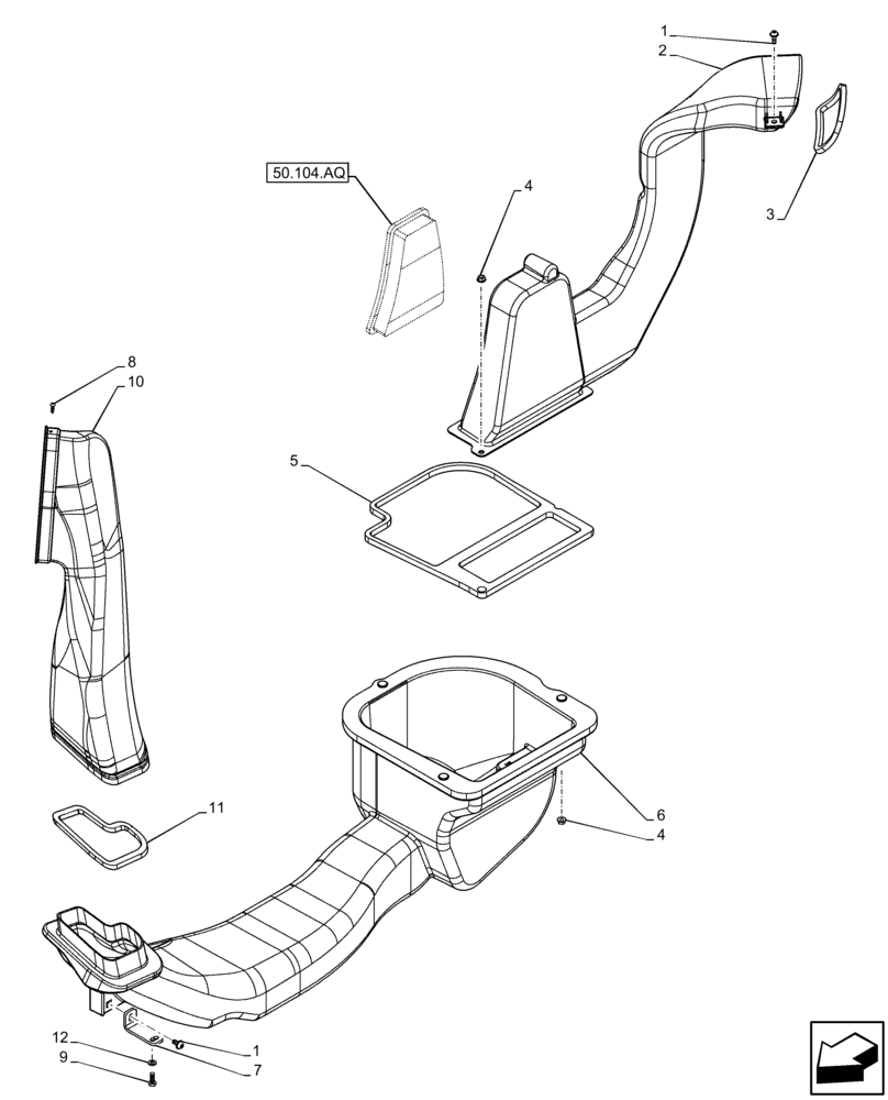 Схема запчастей Case IH FARMALL 65C - (50.104.AO[02]) - VAR - 334183, 334211, 391606, 743496, 743573, 744588 - AIR CONDITIONER, DUCT, LH (50) - CAB CLIMATE CONTROL