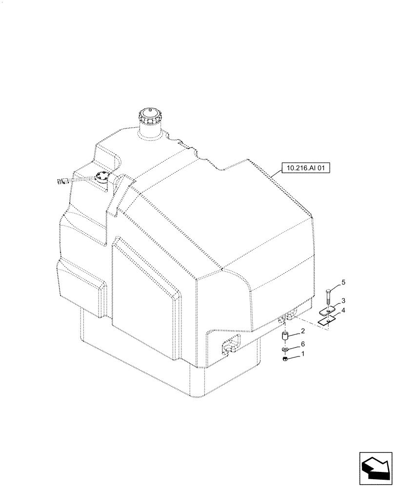 Схема запчастей Case IH PATRIOT 3340 - (10.216.AI[02]) - FUEL TANK MOUNTING PARTS (10) - ENGINE