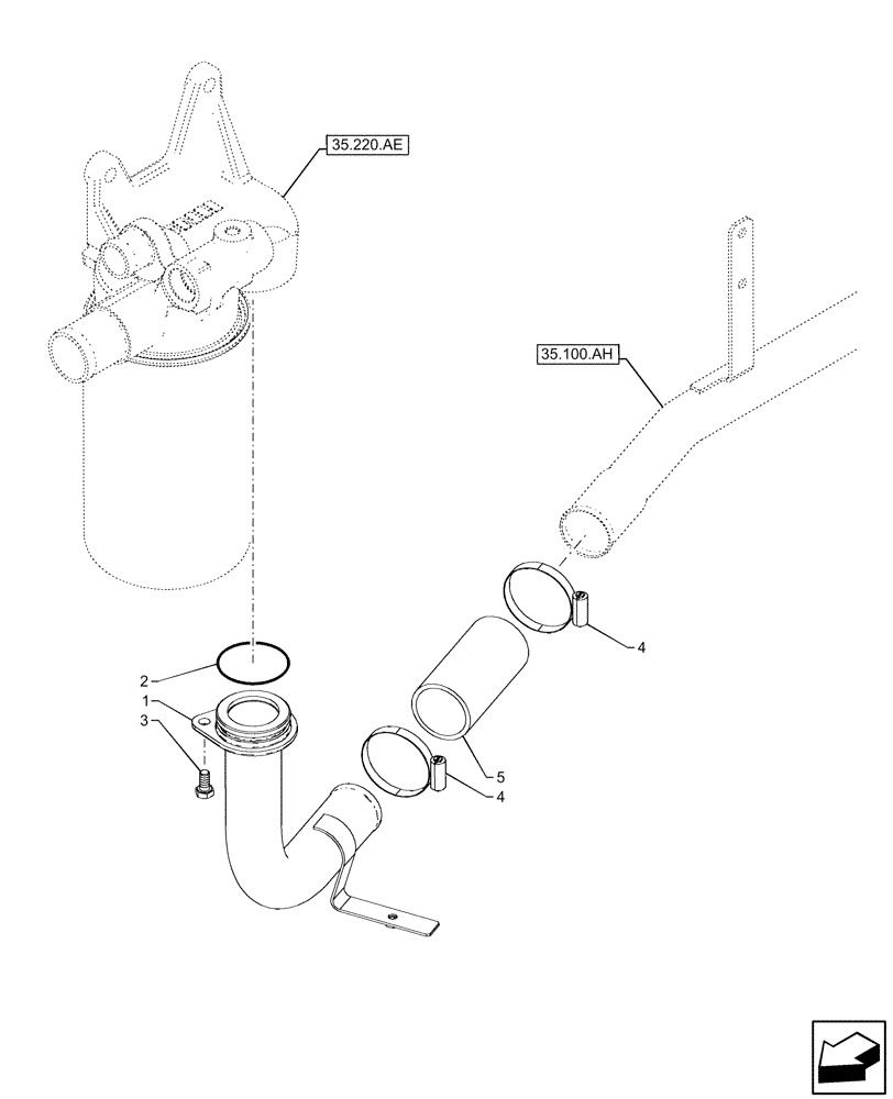 Схема запчастей Case IH FARMALL 75C - (35.220.AG[02]) - VAR - 390831, 743595, 743596 - HYDRAULIC PUMP, RETURN, LINE (35) - HYDRAULIC SYSTEMS