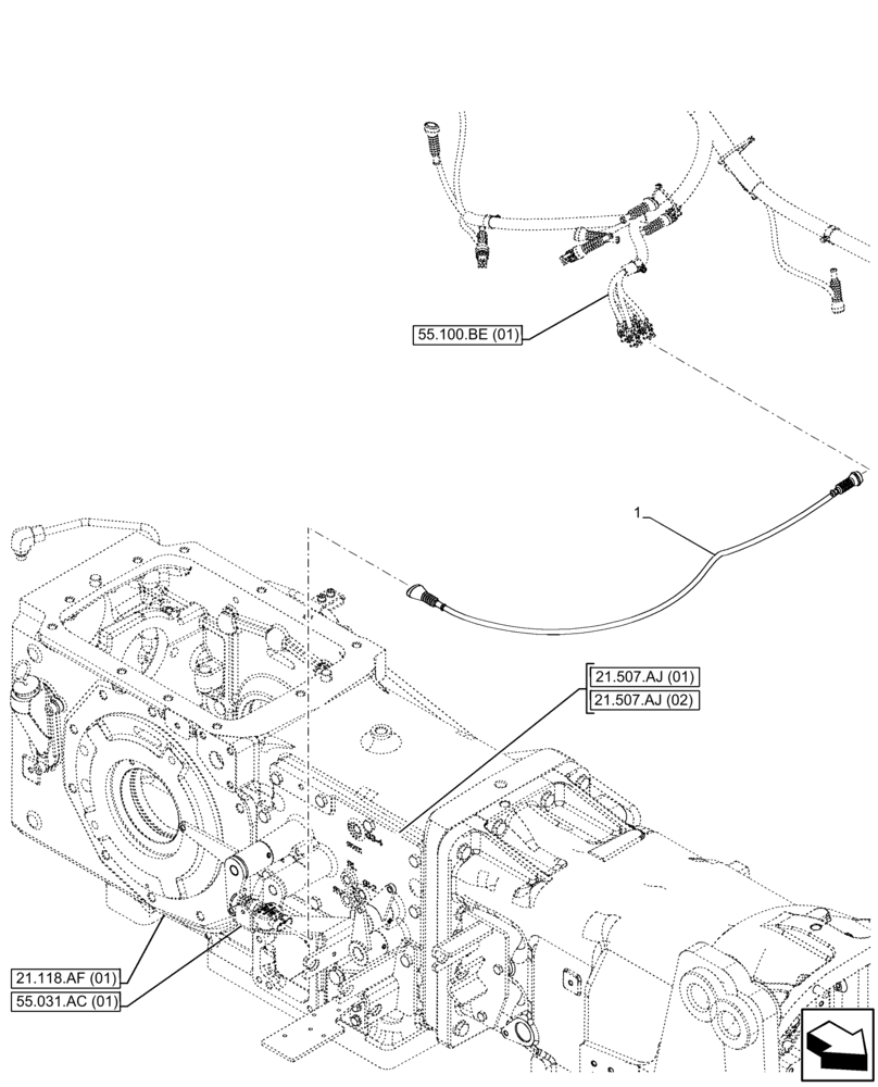 Схема запчастей Case IH FARMALL 85C - (55.031.AC[02]) - VAR - 743551 - PARK BRAKE SWITCH (MECHANICAL) (55) - ELECTRICAL SYSTEMS