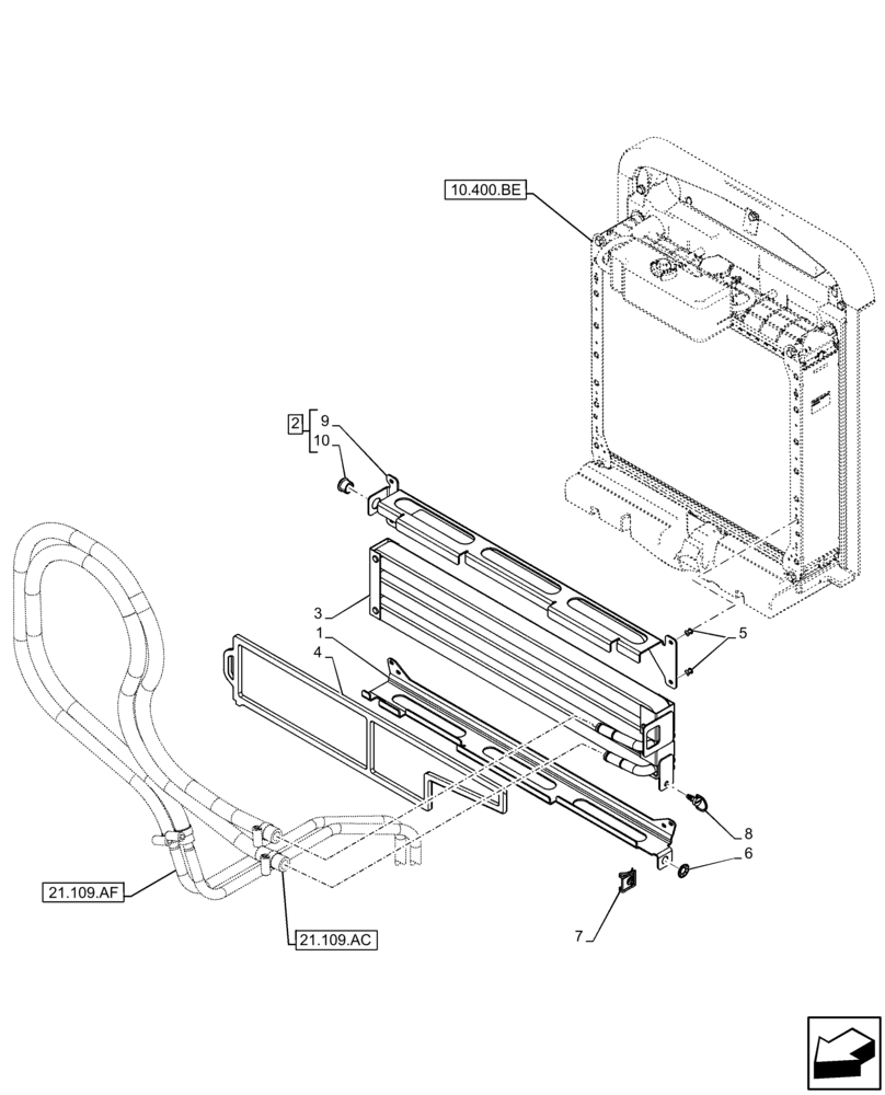 Схема запчастей Case IH FARMALL 75C - (21.109.AK ) - VAR - 339823, 743563 - OIL COOLER, POWERSHUTTLE (21) - TRANSMISSION