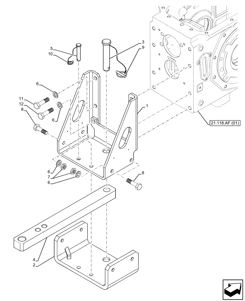 Схема запчастей Case IH FARMALL 95C - (37.100.AA) - VAR - 392905 - DRAWBAR SUPPORT (37) - HITCHES, DRAWBARS & IMPLEMENT COUPLINGS