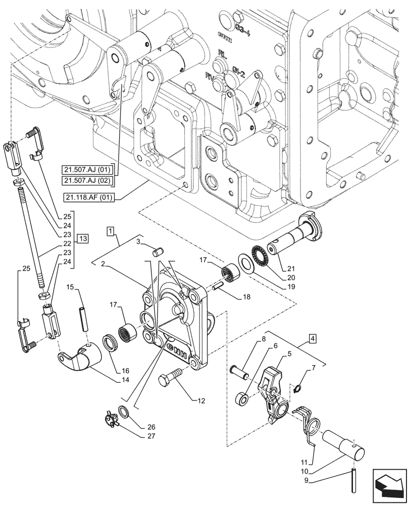 Схема запчастей Case IH FARMALL 85C - (33.110.AP) - VAR - 743551 - PARKING BRAKE, CONTROL LEVER (33) - BRAKES & CONTROLS