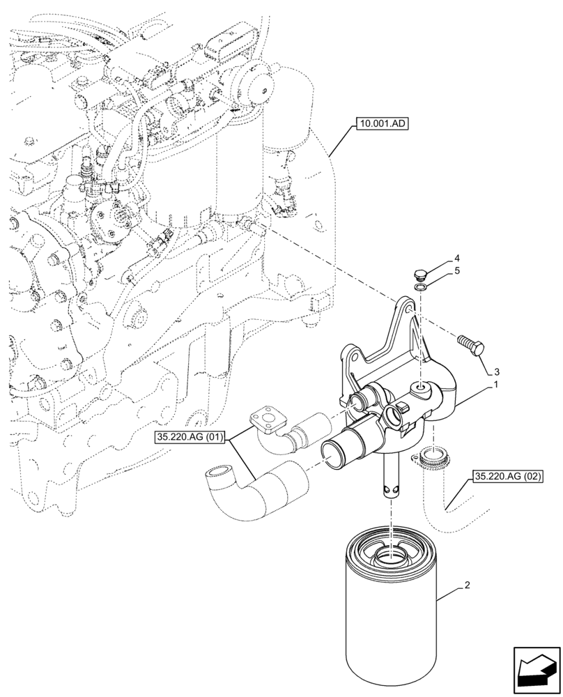 Схема запчастей Case IH FARMALL 75C - (35.220.AE) - VAR - 390831, 743595, 743596 - HYDRAULIC OIL FILTER (35) - HYDRAULIC SYSTEMS