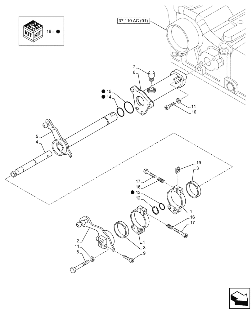 Схема запчастей Case IH FARMALL 65C - (37.110.AK[03]) - VAR - 390831 - HYDRAULIC LIFT, INSIDE, CONTROLS, SHAFT, LEVER (37) - HITCHES, DRAWBARS & IMPLEMENT COUPLINGS