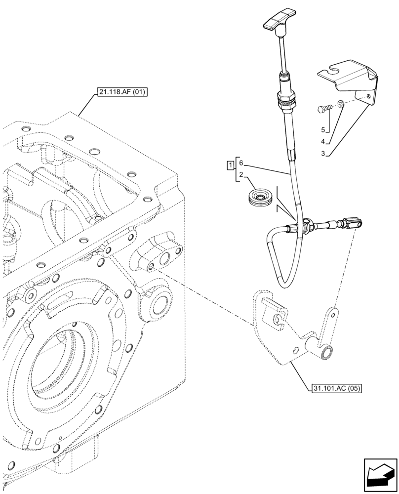 Схема запчастей Case IH FARMALL 85C - (31.101.AC[01]) - VAR - 743566, 743594 - PTO, CONTROL LEVER (540/540E, 540/1000 RPM) (31) - IMPLEMENT POWER TAKE OFF