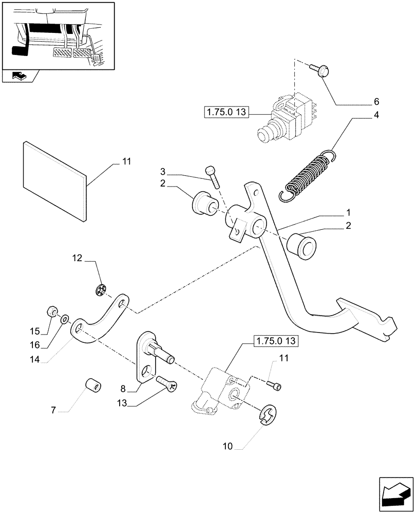 Схема запчастей Case IH PUMA 195 - (1.95.2[01A]) - CLUTCH PEDAL - D7152 (10) - OPERATORS PLATFORM/CAB