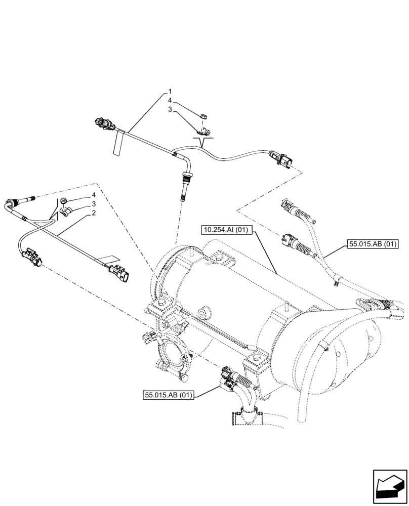 Схема запчастей Case IH FARMALL 75C - (55.989.AA) - VAR - 390321, 391013 - EXHAUST SYSTEM, TEMPERATURE SENDER (55) - ELECTRICAL SYSTEMS