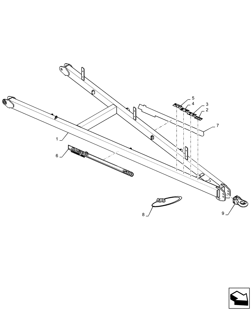 Схема запчастей Case IH 500 - (37.100.AF[01]) - FRONT HITCH 50 AND 60 FOOT CASE (37) - HITCHES, DRAWBARS & IMPLEMENT COUPLINGS