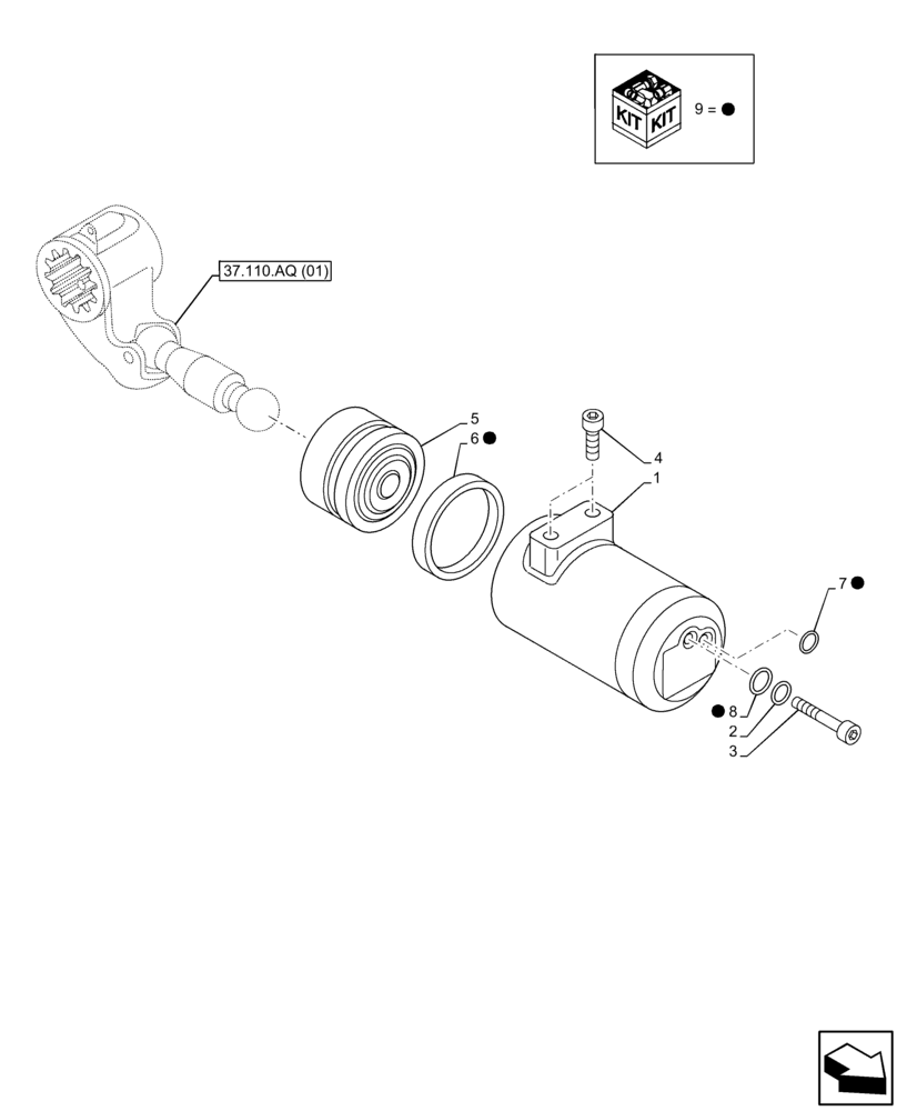 Схема запчастей Case IH FARMALL 65C - (35.100.BI[01]) - VAR - 390831 - HYDRAULIC LIFT, CYLINDER, PISTON (35) - HYDRAULIC SYSTEMS