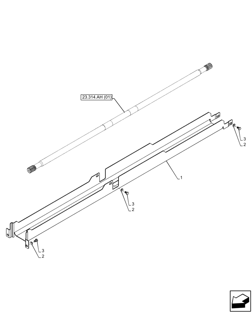 Схема запчастей Case IH FARMALL 65C - (23.314.AH[02]) - VAR - 390448, 743558, 340559 - 4WD DRIVESHAFT FOR FIXED FRONT AXLE, GUARD (23) - FOUR WHEEL DRIVE SYSTEM