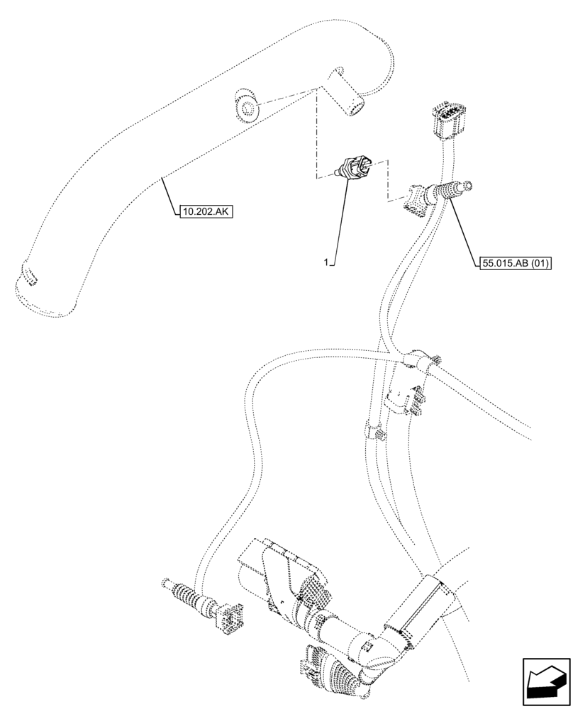 Схема запчастей Case IH FARMALL 65C - (55.014.AD) - VAR - 390321, 391013 - AIR INTAKE, TEMPERATURE SENDER (55) - ELECTRICAL SYSTEMS