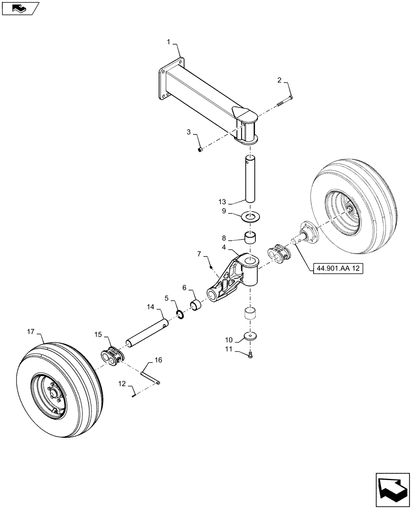 Схема запчастей Case IH 500 - (44.901.AA[16]) - HIGH FLOAT CASTOR WALK (44) - WHEELS