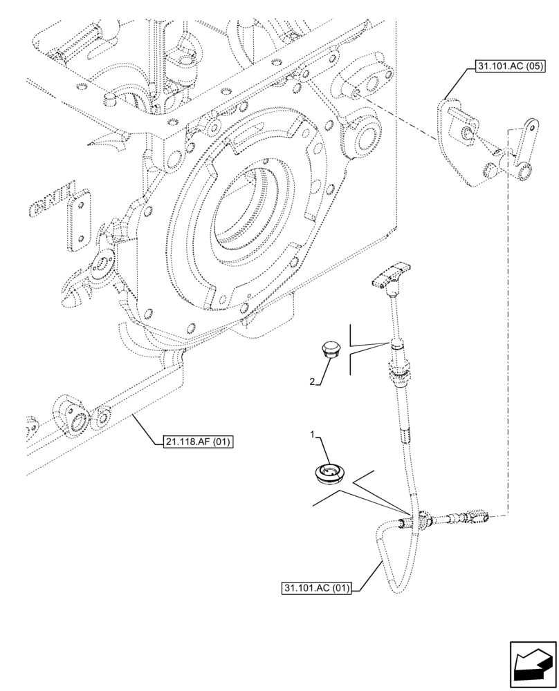 Схема запчастей Case IH FARMALL 85C - (31.101.AC[02]) - VAR - 743565, 743594 - PTO, CONTROL LEVER, PLUGS, CAB (540 540/1000 RPM) (31) - IMPLEMENT POWER TAKE OFF