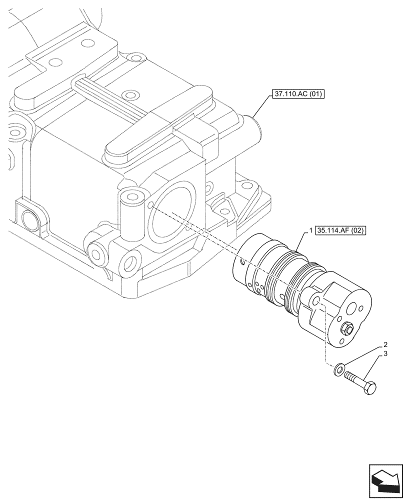 Схема запчастей Case IH FARMALL 75C - (35.114.AF[01]) - VAR - 390831, 743595, 743596 - HYDRAULIC LIFT, CONTROL VALVE (35) - HYDRAULIC SYSTEMS