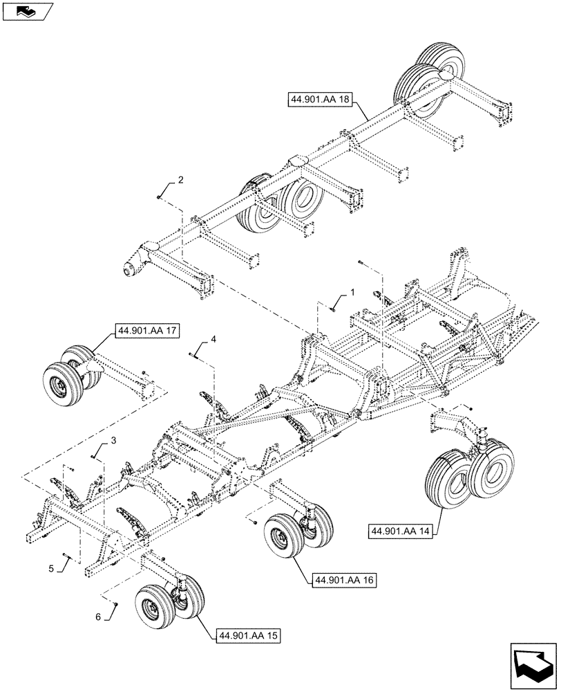 Схема запчастей Case IH 500 - (44.901.AA[13]) - HIGH FLOAT CASTOR WHEEL MOUNTING (44) - WHEELS