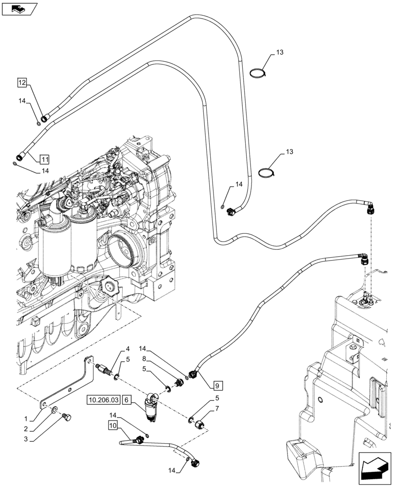 Схема запчастей Case IH PUMA 160 - (10.216.0501[01]) - VAR - 331170 - FUEL COOLER, FUEL LINE (10) - ENGINE