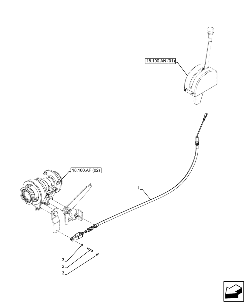 Схема запчастей Case IH FARMALL 95C - (18.100.AQ[01]) - VAR - 743565, 743566, 743594 - PTO CLUTCH, CABLE, W/O CAB (540, 540/540E, 540/1000 RPM, SHUTTLE) (18) - CLUTCH