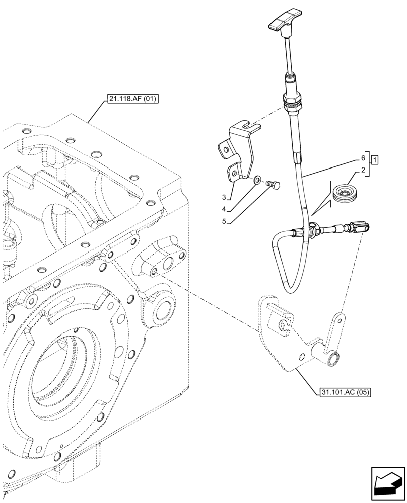 Схема запчастей Case IH FARMALL 85C - (31.101.AC [07]) - VAR - 743566 - PTO EXTERNAL CONTROL LEVER, W/O CAB (540/540E RPM) (31) - IMPLEMENT POWER TAKE OFF