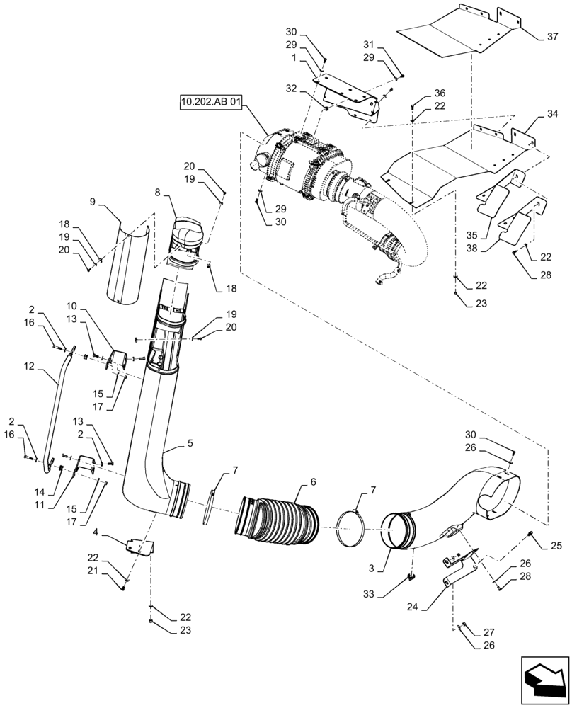 Схема запчастей Case IH STEIGER 370 - (10.202.BD[01]) - AIR INTAKE, 370 (10) - ENGINE