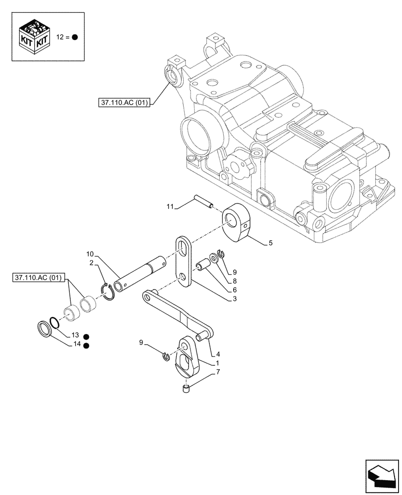 Схема запчастей Case IH FARMALL 75C - (37.110.AK[01]) - VAR - 390831 - HYDRAULIC LIFT, INSIDE, CONTROLS, LEVER (37) - HITCHES, DRAWBARS & IMPLEMENT COUPLINGS