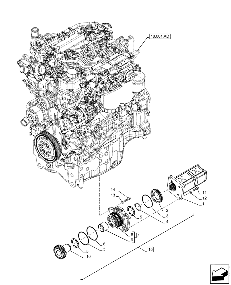 Схема запчастей Case IH FARMALL 75C - (35.104.AA[01]) - VAR - 392823, 743563 - HYDRAULIC PUMP (35) - HYDRAULIC SYSTEMS