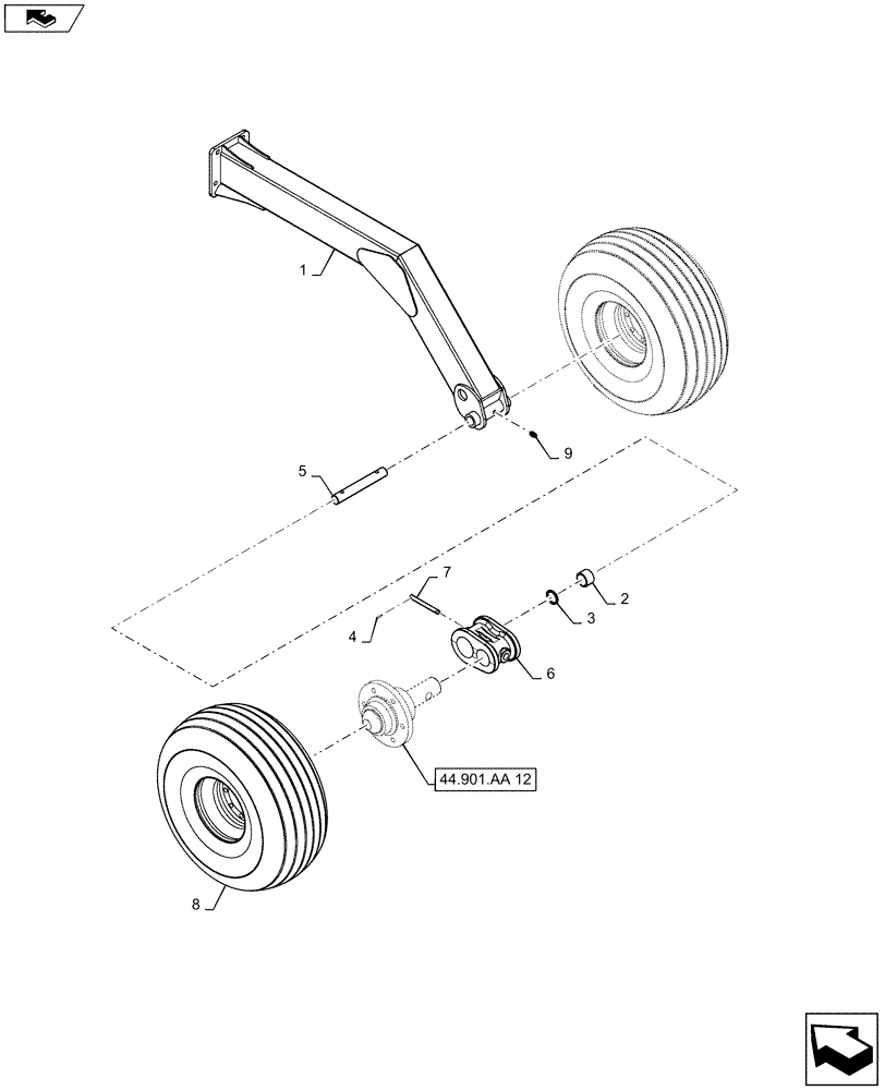 Схема запчастей Case IH 500 - (44.901.AA[17]) - HIGH FLOAT CASTOR WALK HEAVY (44) - WHEELS