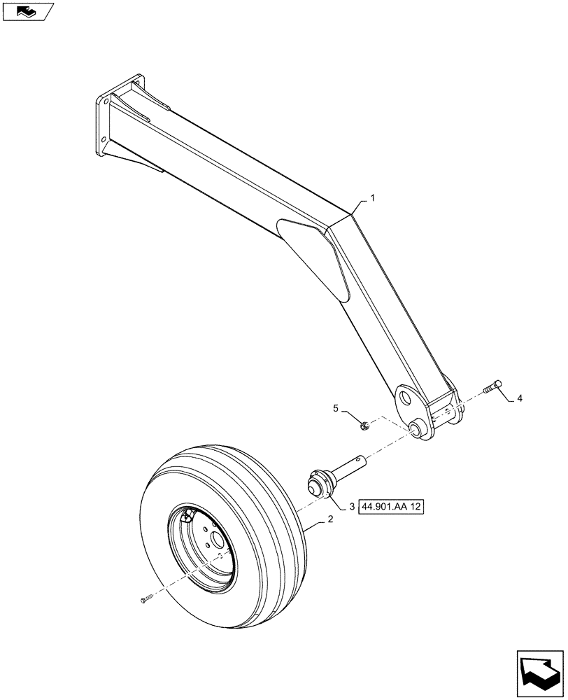 Схема запчастей Case IH 500 - (44.901.AA[06]) - REAR CASTOR FIXED RIGHT (44) - WHEELS