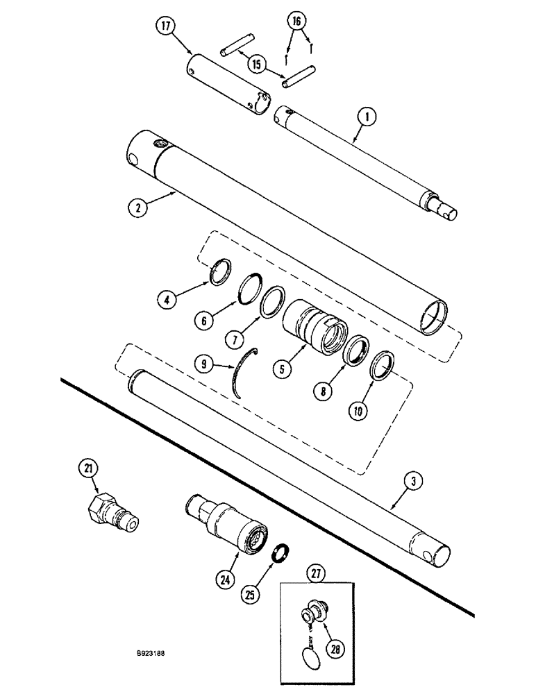 Схема запчастей Case IH 1666 - (8-34) - HEADER LIFT CYLINDER, HYDRAULIC COUPLINGS (07) - HYDRAULICS