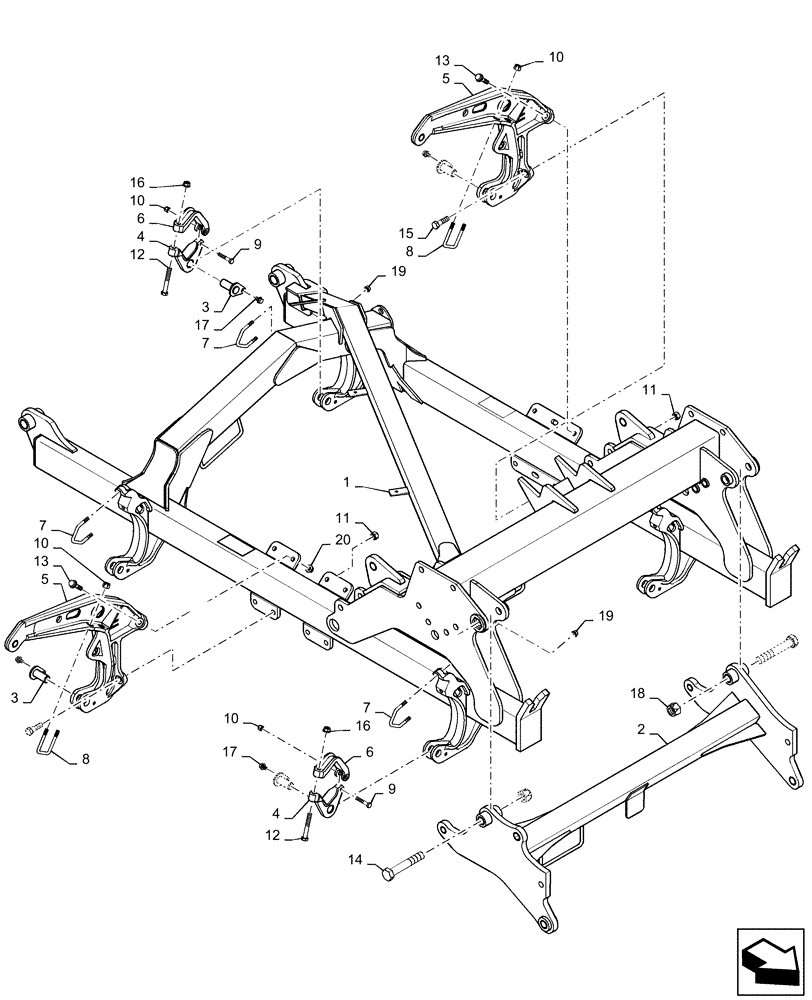 Схема запчастей Case IH 500 - (39.100.AB[05]) - FRAME RIGHT INNER 50 FOOT (39) - FRAMES AND BALLASTING