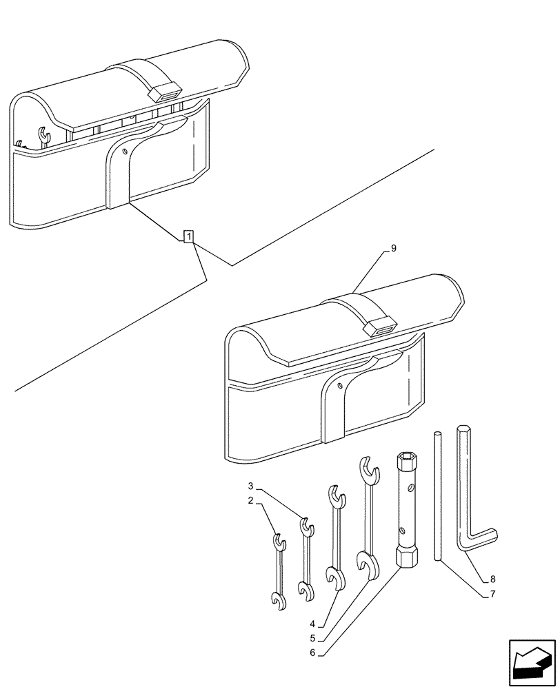 Схема запчастей Case IH FARMALL 75C - (88.100.AG) - VAR - 335640, 335645, 744622 - BAG W/TOOL KIT (88) - ACCESSORIES