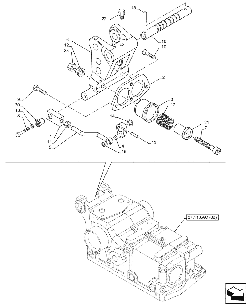 Схема запчастей Case IH FARMALL 65C - (37.110.AQ[02]) - VAR - 390831, 743595, 743596 - HYDRAULIC LIFT, SUPPORT (37) - HITCHES, DRAWBARS & IMPLEMENT COUPLINGS