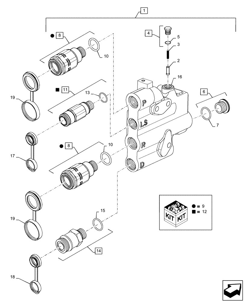 Схема запчастей Case IH MAGNUM 180 - (35.204.AX[01]) - POWER BEYOND VALVE (35) - HYDRAULIC SYSTEMS