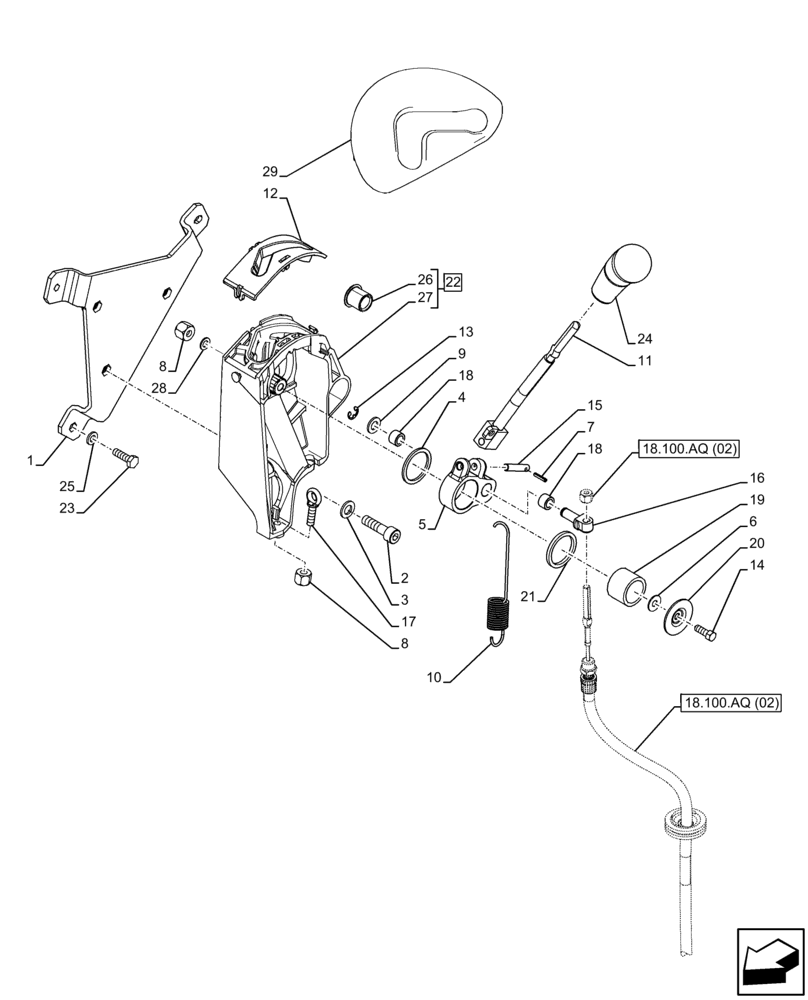 Схема запчастей Case IH FARMALL 95C - (18.100.AN[02]) - VAR - 743519, 743565, 743566, 743594 - PTO CLUTCH, CONTROL LEVER, CAB (18) - CLUTCH