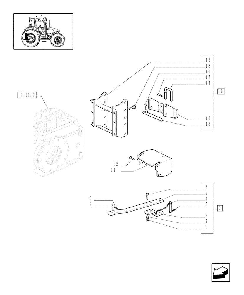 Схема запчастей Case IH JX80 - (1.89.0/04) - (VAR.953) MOBILE DRAWBAR AND SUPPORT (09) - IMPLEMENT LIFT