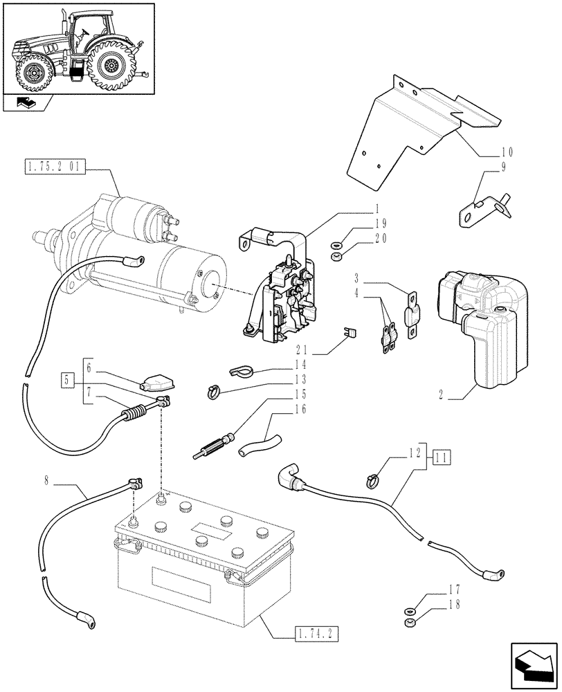 Схема запчастей Case IH PUMA 155 - (1.75.3[01]) - BATTERY CABLES (06) - ELECTRICAL SYSTEMS