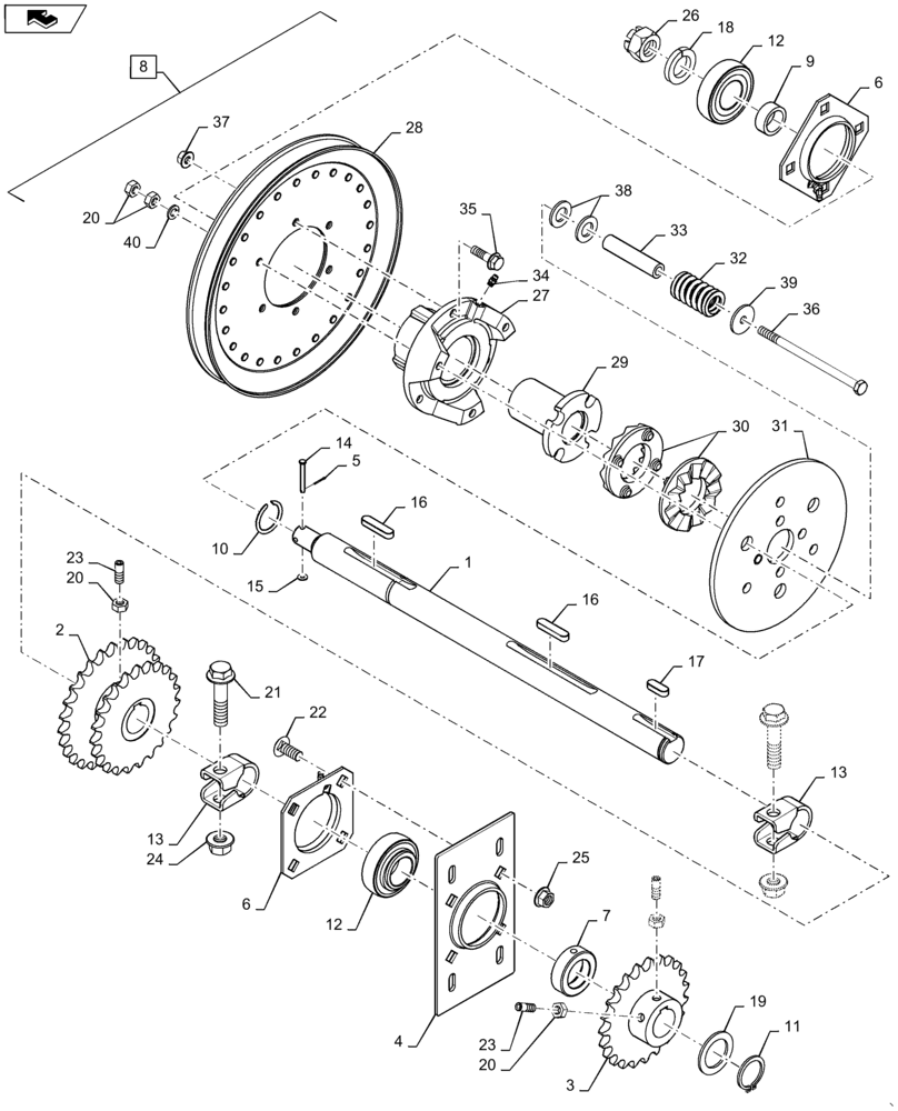 Схема запчастей Case IH 7140 - (74.140.AX) - JACKSHAFT, TAILINGS ELEVATOR (74) - CLEANING