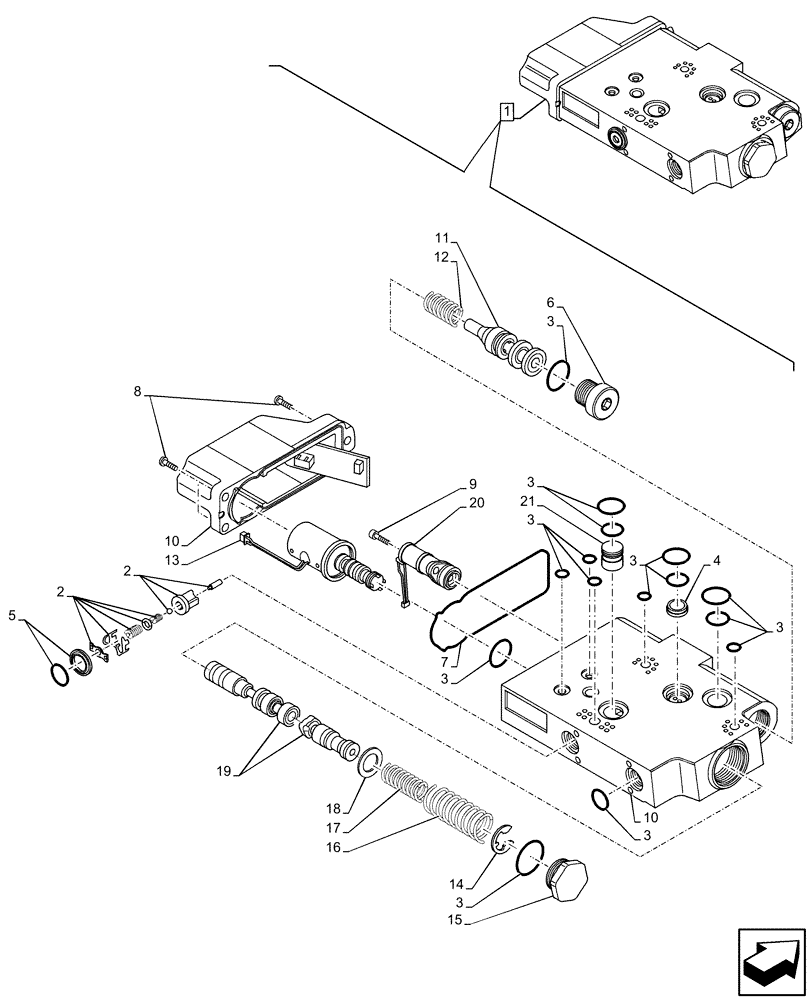 Схема запчастей Case IH MAXXUM 110 - (35.204.BE[12]) - VAR - 743686, 743733 - REMOTE CONTROL VALVE, REAR, COMPONENTS (35) - HYDRAULIC SYSTEMS