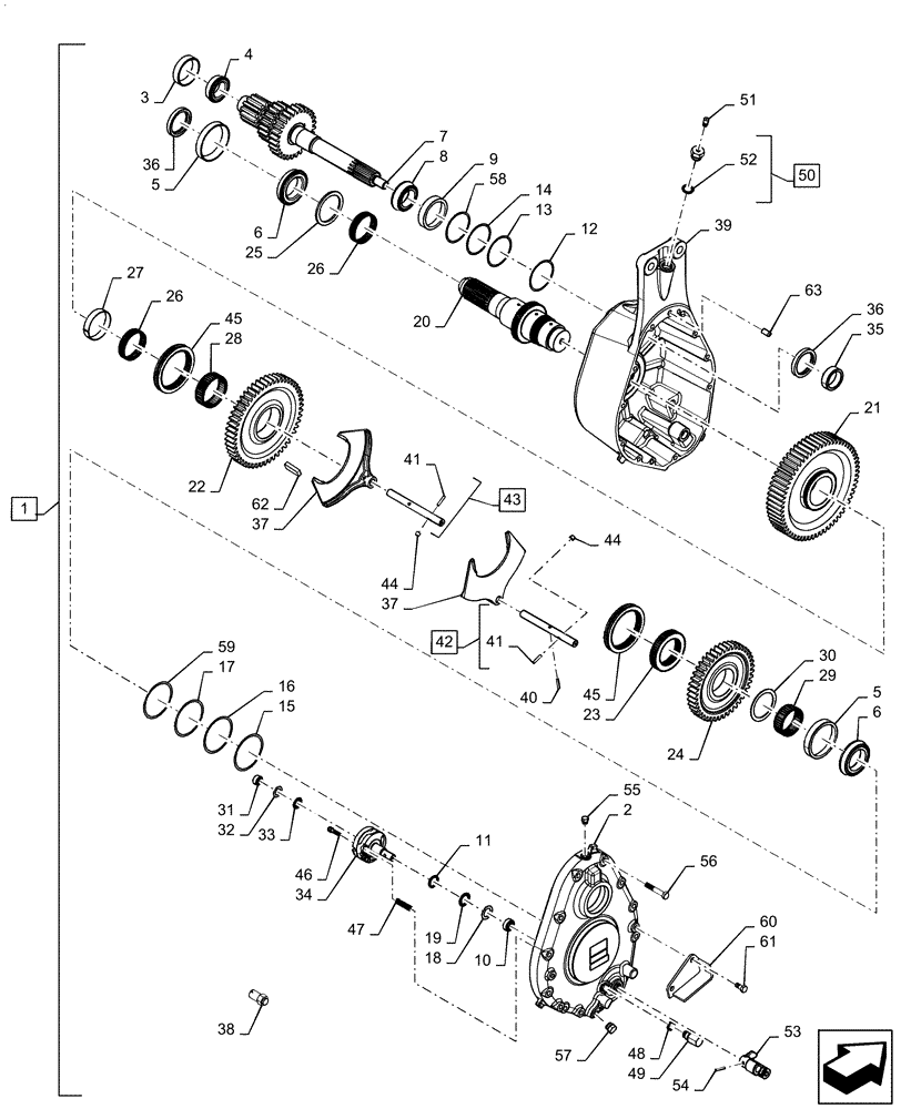 Схема запчастей Case IH 5130 - (66.260.AU[02]) - GEAR CASE ASSEMBLY, 3-SPEED ROTOR DRIVE (66) - THRESHING